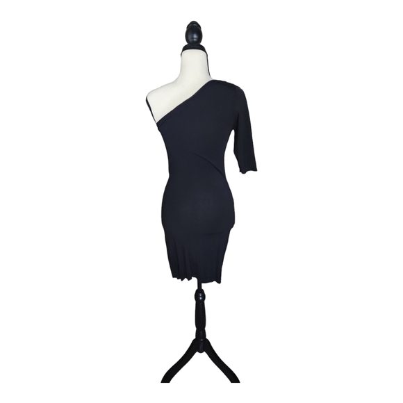 Black Bodycon One Shoulder Dress with Sequins and Beads - Size XS - Picture 2 of 4
